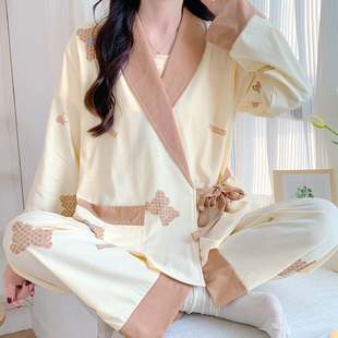 大码200斤三件套孕妇睡衣女春秋孕期专用L月子服3月份产后哺乳套