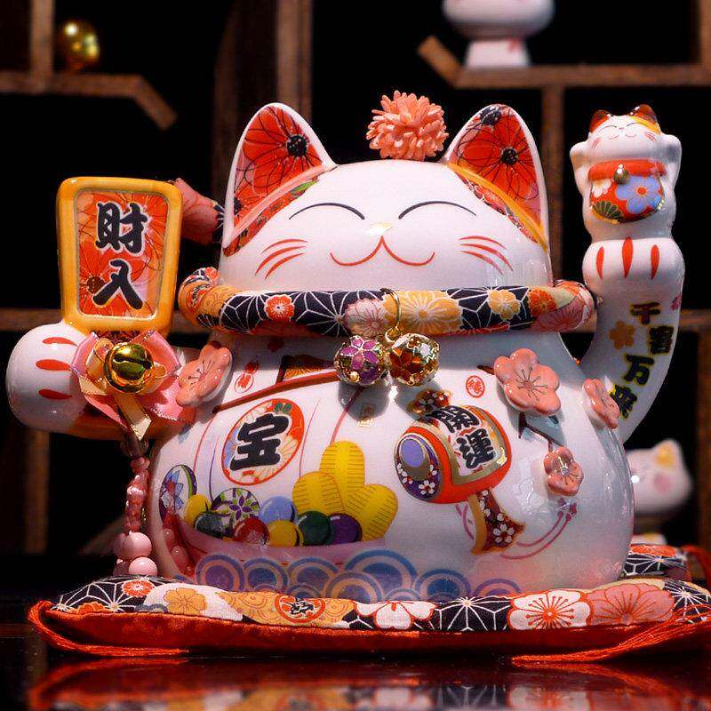 新款招财猫陶瓷存钱罐摆件开业送礼乔迁客厅装饰花猫可爱漂亮高档