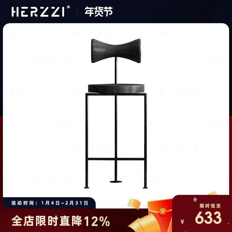 HERZZI意式极简实木吧台椅高级设计师吧椅家用岛台高脚凳酒吧椅子,住宅家具,家用高脚椅,淘宝优惠券,粉丝福利购,淘宝优惠卷