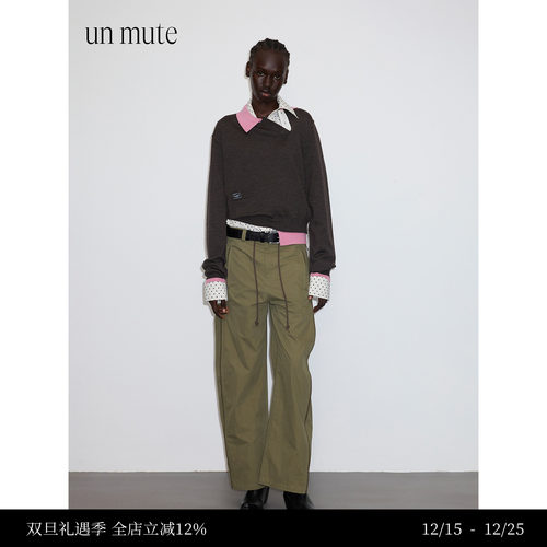 斜襟POLO领设计羊毛针织衫