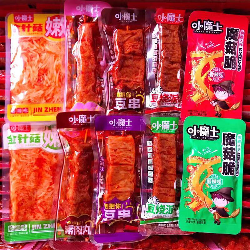 新货小魔士豆串香辣豆干黑