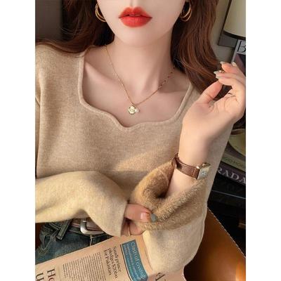 加绒打底衫女秋冬季外穿高级感加厚毛衣内搭2025新款低领保暖上衣