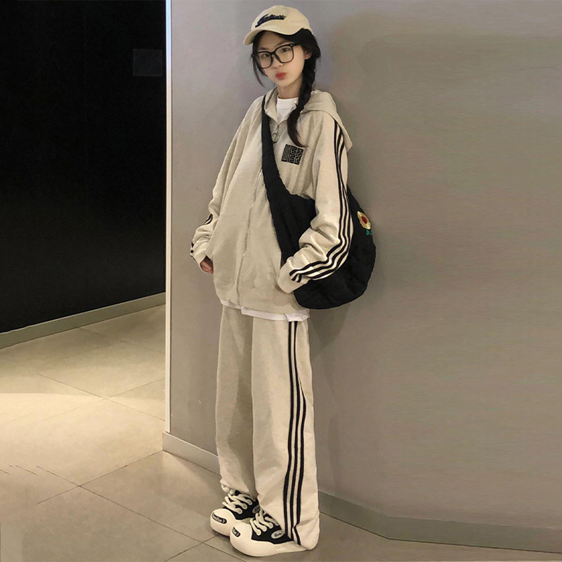 少年感卫衣卫裤运动服套装女春秋季宽松跑步韩系学生休闲两件套潮