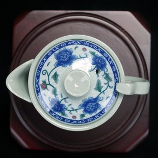 青花瓷中式复古陶瓷小号茶壶单壶盖碗冲茶泡茶带把手家用功夫茶具