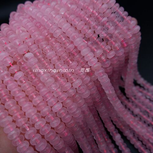 天然粉水晶5*8mm算盘珠手链项链发簪手工DIY饰品配件串珠隔片清透