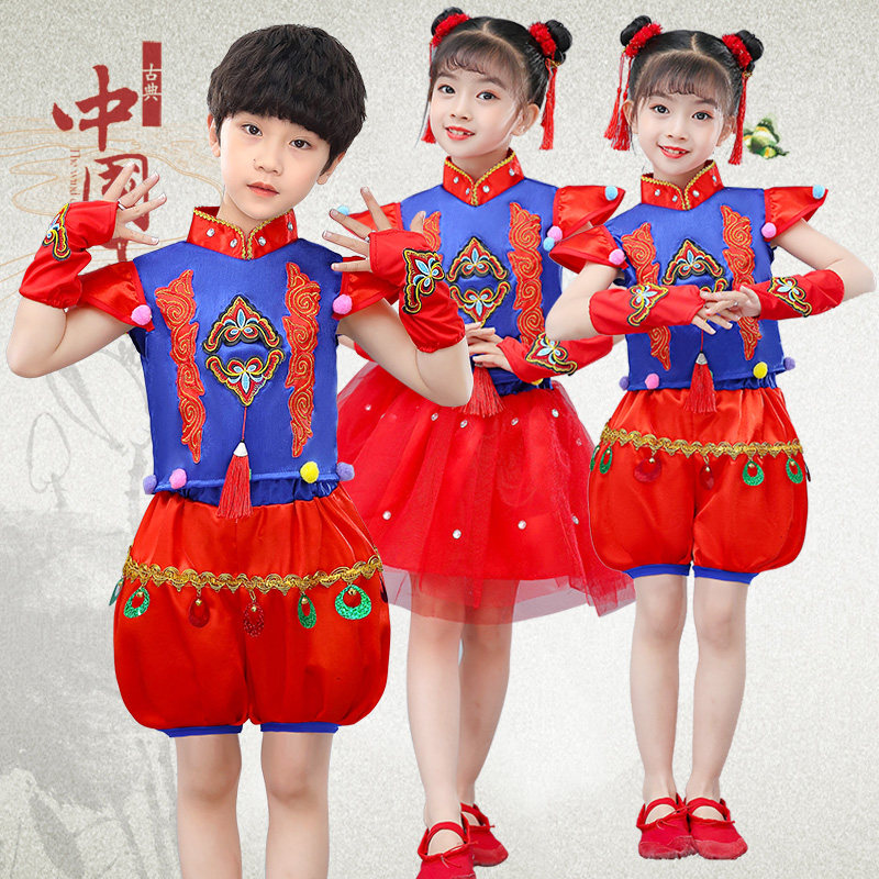 六一儿童中国小梦娃舞蹈演出服幼儿园吉祥福气娃娃民族风表演服装