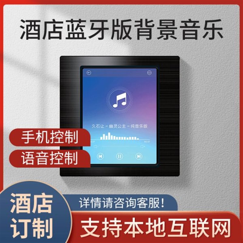 连体面板酒店背景音乐主机系统无线蓝牙吸吊顶音响喇叭智能开关屏