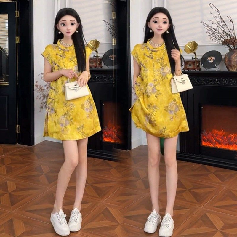 新中式国风碎花时尚套装女2025夏盘口设计感中长款上衣短裤两件套,女装/女士精品,时尚套装,淘宝优惠券,粉丝福利购,淘宝优惠卷