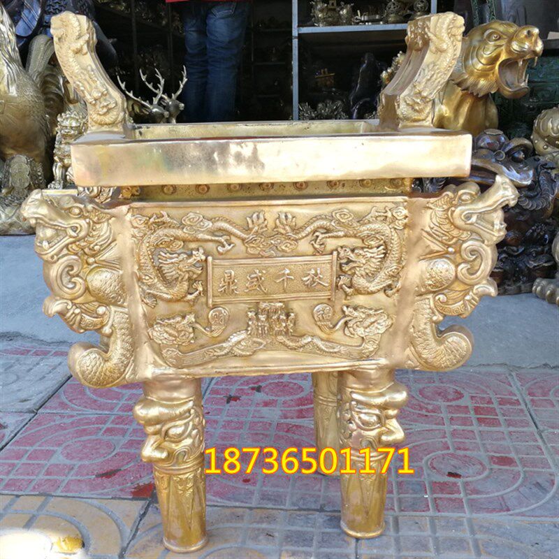 大号纯铜鼎九龙鼎镇宅鼎盛千秋聚财铜香炉家居酒店摆件装饰礼品