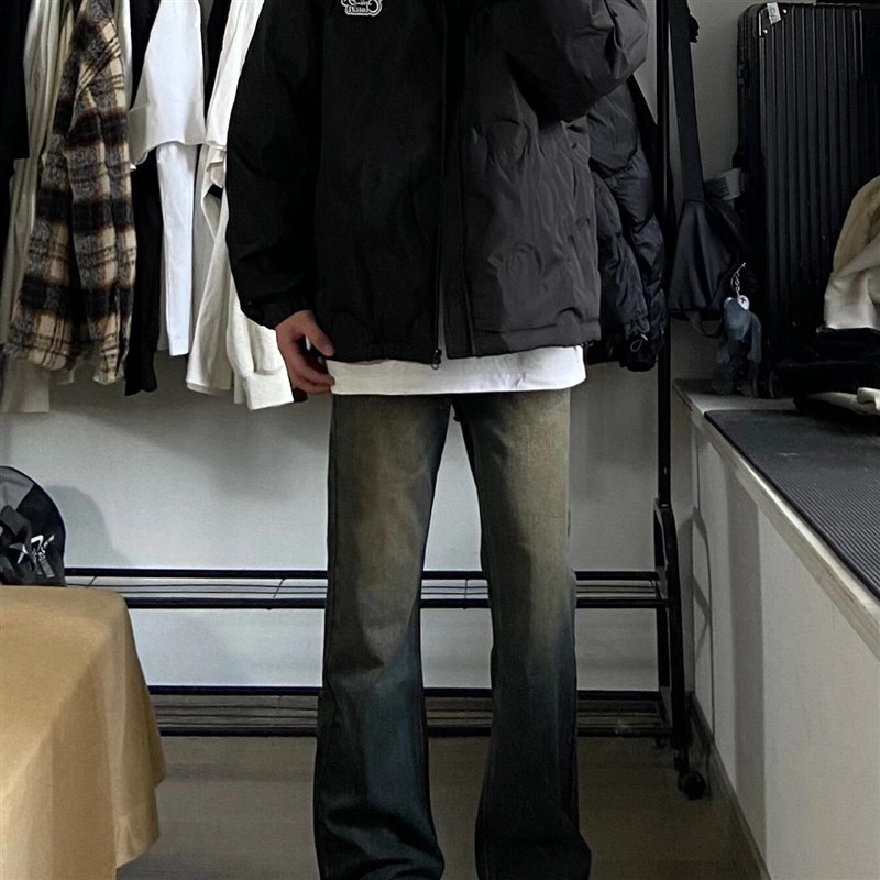 潮牌冬季保暖f棉衣男装韩版帅气棉服外套搭配工装长裤休闲冬天套