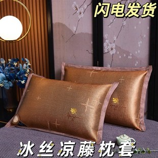 冰丝b凉藤枕套家用48x74一对装 夏季 枕头套可机洗夏凉枕席成人单个