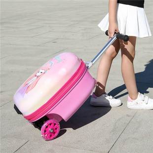 儿女带滑板车行李箱q拉杆箱旅行箱I男童孩宝宝可.坐骑登机箱