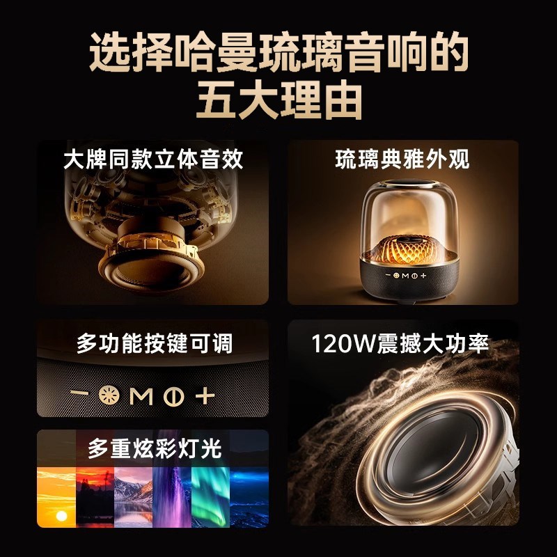 低音炮华强北曼哈顿卡音响无线蓝牙音箱2025新款家用琉璃4 水晶四