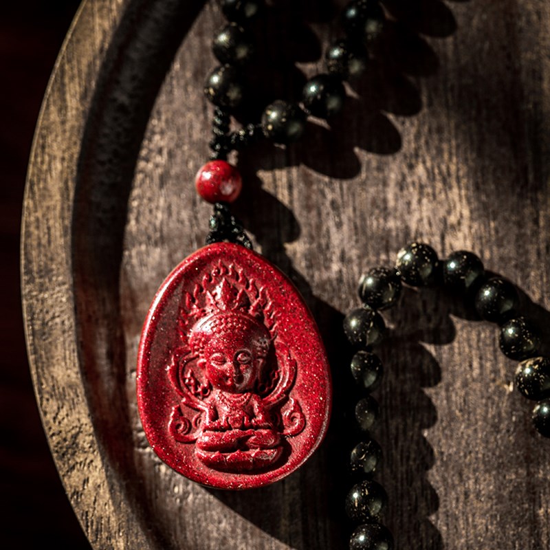 朱砂双貔貅观音牌项链 p158椰蒂108颗文玩吊坠男女情侣民族风礼物