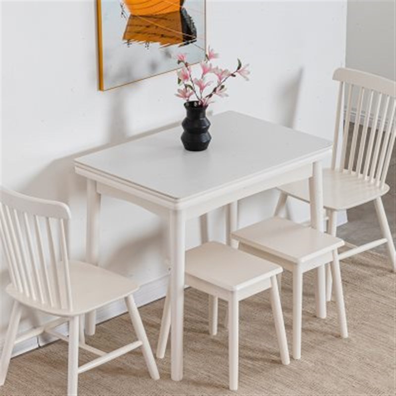 小户型岩板餐桌椅组合可伸缩折叠实木饭桌现代简约餐桌省空间家用