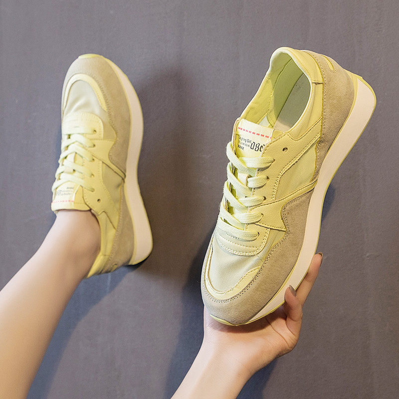 2021夏季款糖果色网面透气时尚运动休闲鞋女学生防滑牛皮跑步网鞋