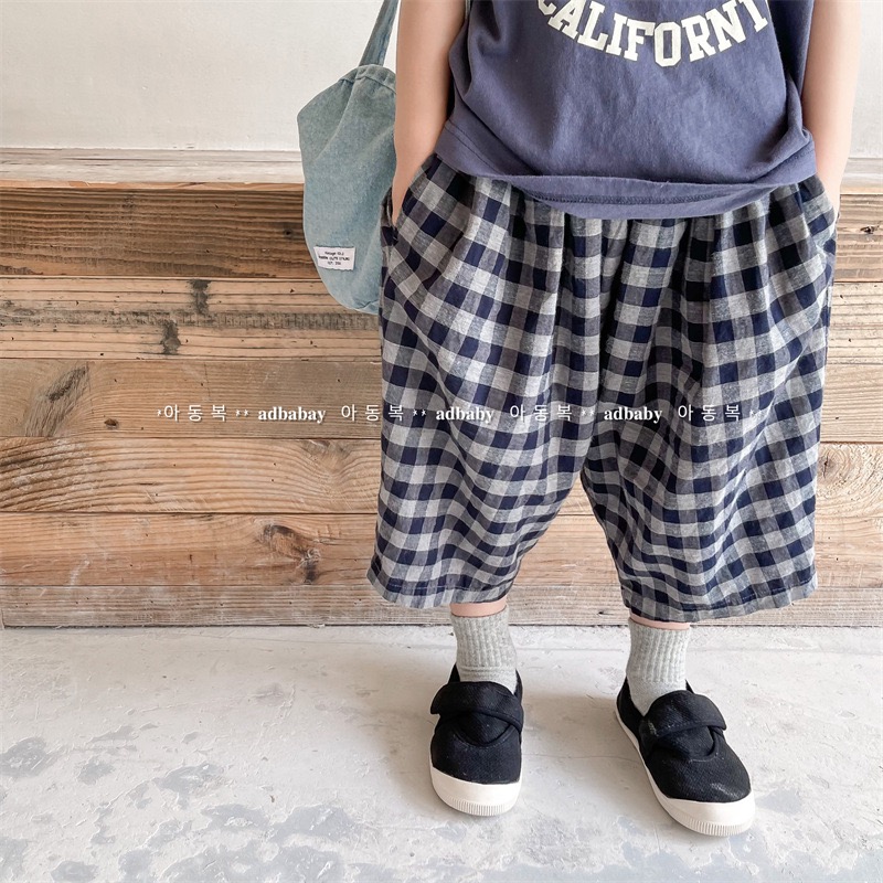 2022夏季童装男女童韩版麻棉阔腿七分裤夏装儿童防蚊裤宝宝空调裤