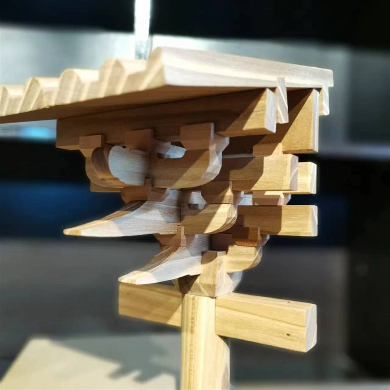 斗拱榫卯积木古建筑模型圣母殿下檐柱头拼装教具益智玩具文创摆件