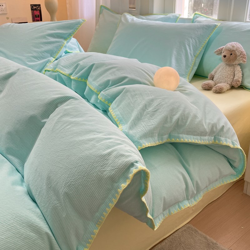 A类纯棉全棉2025新款床上四件套简约高级感被套罩裸睡床单床笠款4