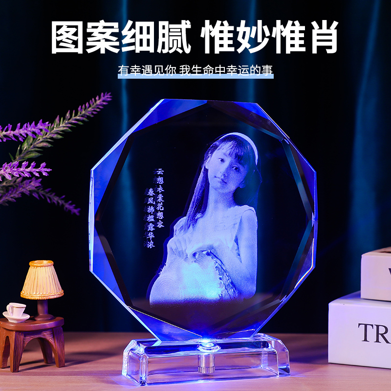 琉璃锤子玻璃画定制相框 创意生日礼物女生 男生送女X朋友老婆照