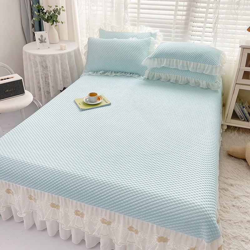 夏季床单新款凉感冰豆豆软凉席冰丝凉席三件套可水洗软席子空调席