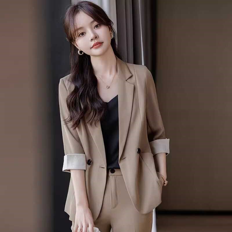 薄款西装外套g女春夏季2025新款职业套装气质休闲七分袖小西服上
