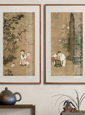 米亦堂x冬日戏婴图 新中式唐宋古典人物国画客厅餐厅书房玄关挂画