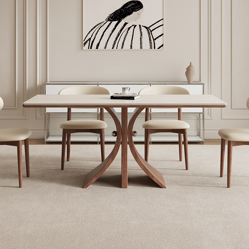 德利丰实木餐桌家用小户型长方形高端黑胡桃色小户型全托法式饭桌