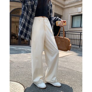 阿一 侧分割插袋直筒休闲裤女秋季2024新O款宽松裤子时尚西装裤