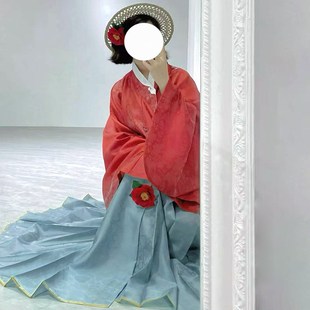 宴平汉服 【夕蓝】明制春夏暗花纱交领短衫马面裙女款汉服套装