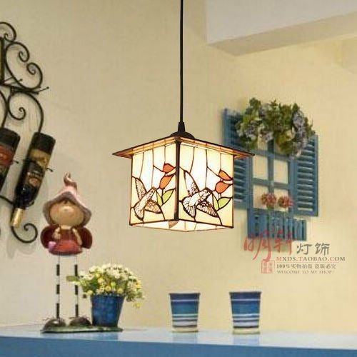 欧式入户门厅过道灯玄关复古吧台简约卧室古典水槽粉色玻璃小吊灯