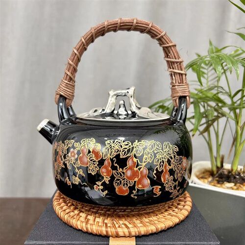 茶器葫芦银壶福禄提梁w煮茶壶手工陶瓷煮水壶茶具水壶