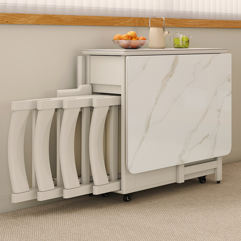 实木折叠餐桌小户型岩板餐桌椅组合可移动折叠桌家用客厅吃饭桌子,住宅家具,岩板餐桌,淘宝优惠券,粉丝福利购,淘宝优惠卷