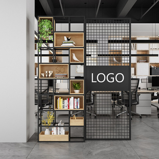 铁艺隔断屏风铁网置物架工业风书架公司定制展示架办公室客厅餐厅