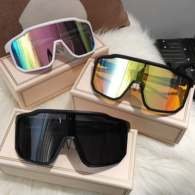 一体式雪地墨镜男女超大彩色x滑雪防风护目秋冬太阳眼镜大脸白边