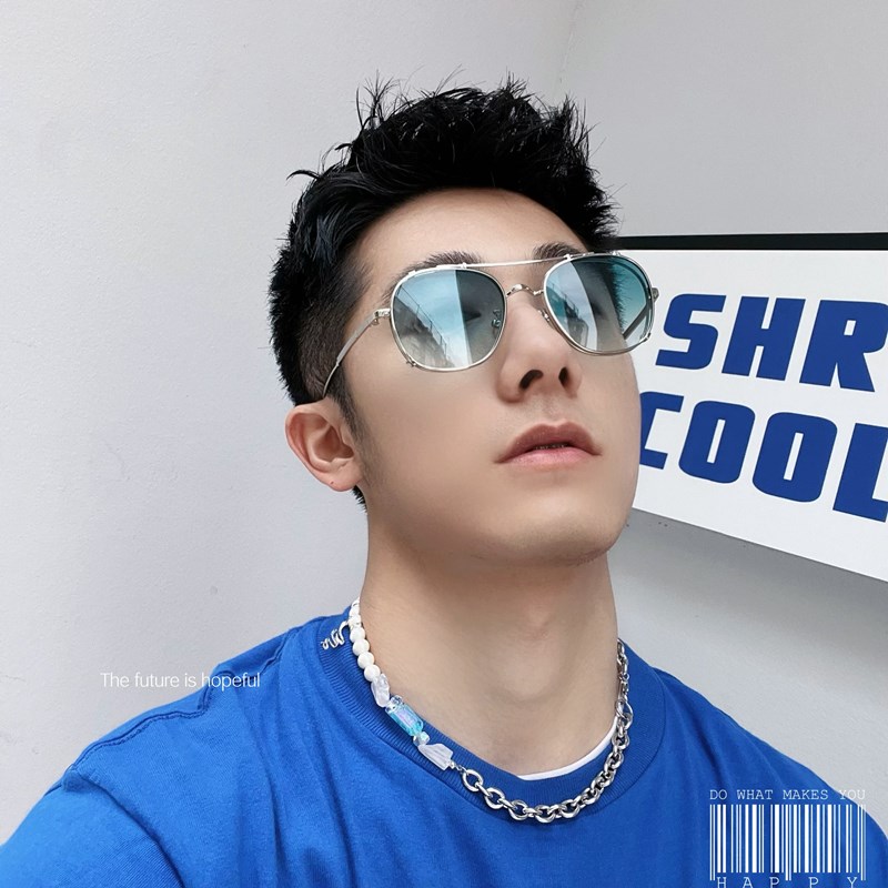 日夜两用个性可拆卸夹片墨镜UwV400薄荷绿双层金属框双色太阳眼镜