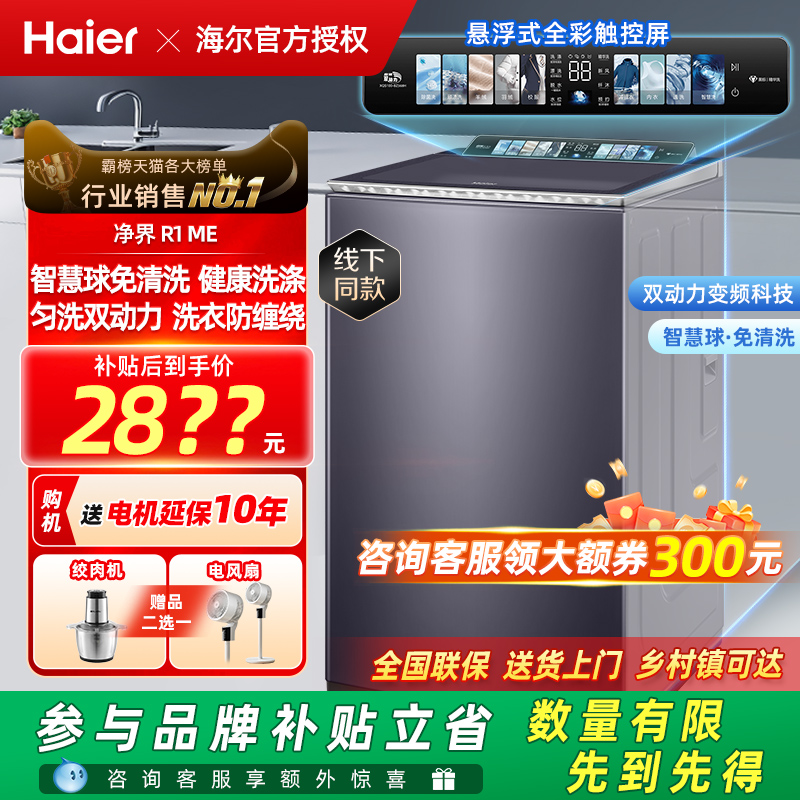 海尔洗衣机波轮双动力防缠绕新品10公斤直驱触控屏 以旧换新补贴