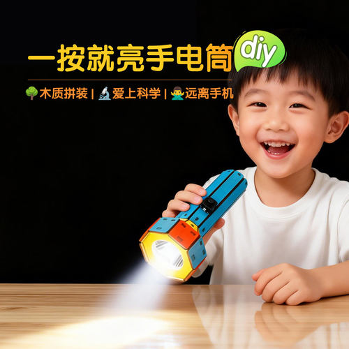 儿童DIY木质手电筒发光实验套装