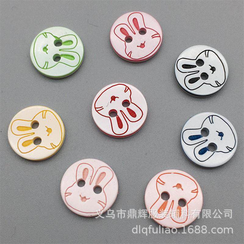 彩色树脂卡通兔子纽扣 手工DIY纽扣童装衬衣毛衣开衫扣