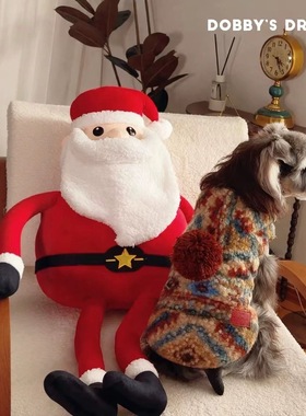 宠物冬季新款【星愿精灵】狗狗猫咪圣诞摇粒绒保暖夹棉马甲带牵引