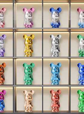 小熊电镀轻奢摆件酒柜公仔套装客厅电视柜家居软装装饰品