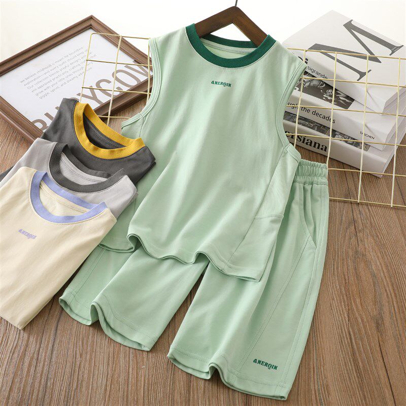 男童套装夏款韩版休闲百搭时尚薄款透气背心短裤男孩速干运动服