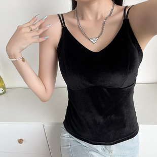 大尺码吊带背心女胖mm200斤内搭秋冬季带胸垫文胸一体美背打底上