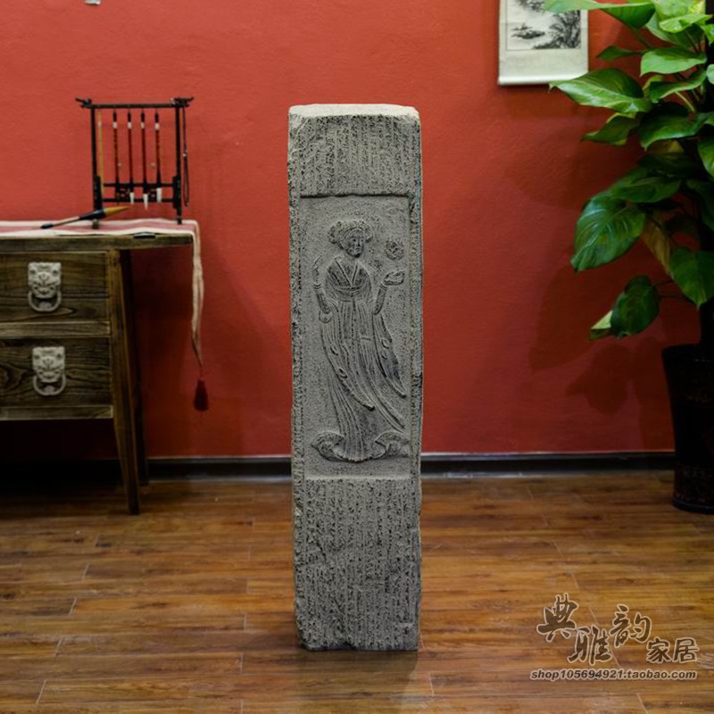 中式仿古树脂装饰柱底柱落地摆件花架喷泉架展R示电话台柱宴游方