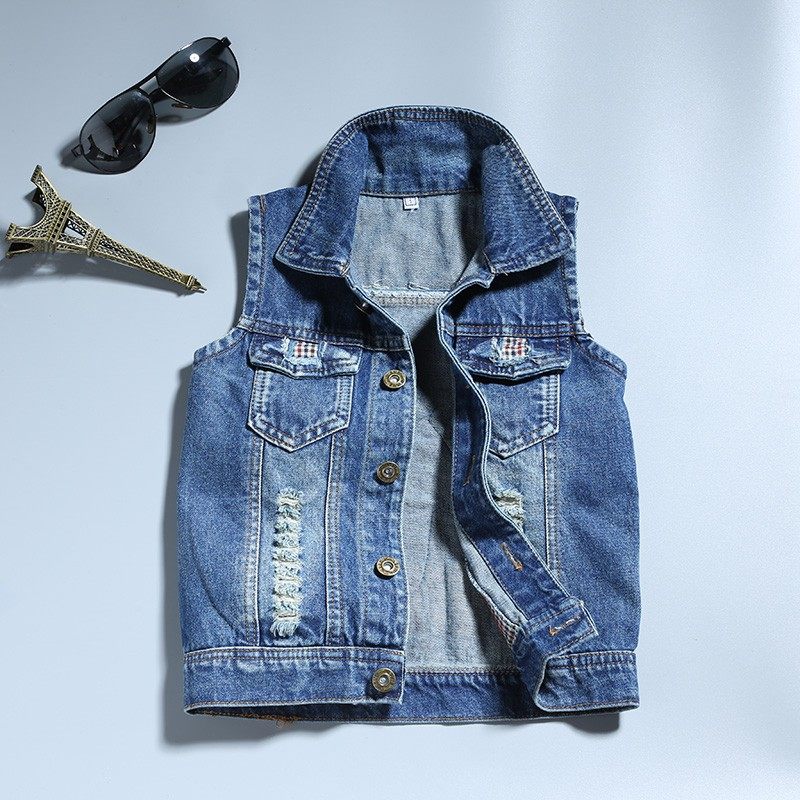 儿童牛仔马甲男女春秋中小童宝宝坎肩背心外套纯棉韩版薄款破洞潮,童装/婴儿装/亲子装,马甲,淘宝优惠券,粉丝福利购,淘宝优惠卷