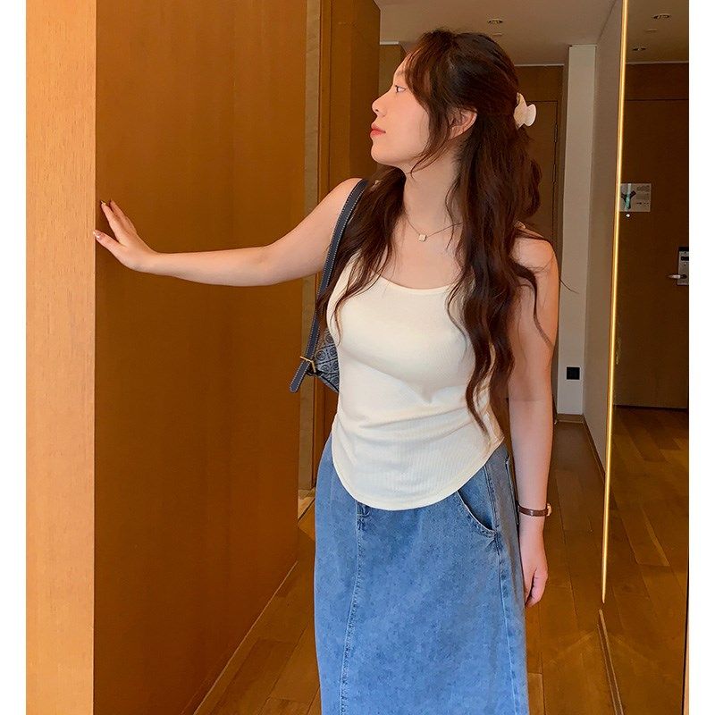 吊带背心女大码胖mm无袖收腰显瘦辣妹弧形下摆内搭韩版百搭秋季,女装/女士精品,大码内搭,淘宝优惠券,粉丝福利购,淘宝优惠卷