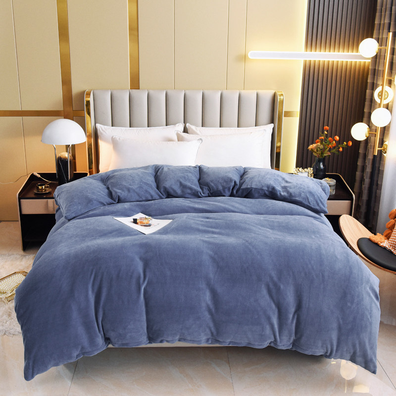 可定制冬季牛奶绒加厚保暖被套203*229加大床单四件套250*270