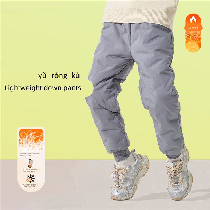 儿童羽绒裤冬季外穿男女童2025新款轻薄内胆校服神器宝宝加绒裤子
