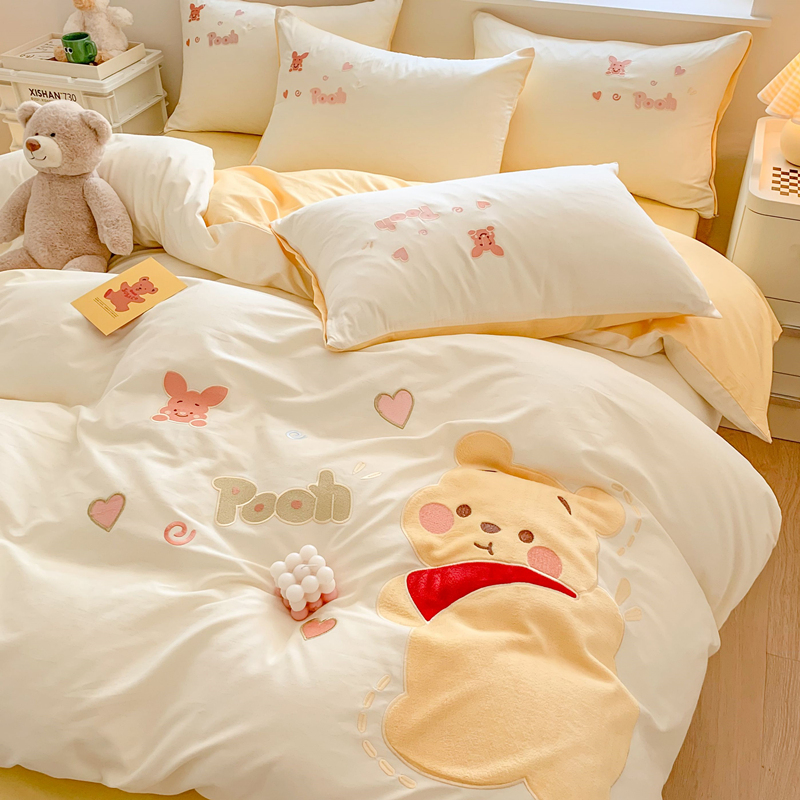 卡通100全棉床上四件套儿童三件组纯棉被套男孩床单人床品床笠款4