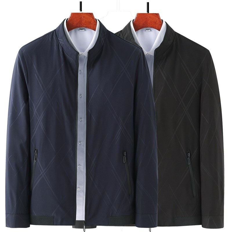 爸爸秋装薄款休闲夹克衫中老年人男冬装外套中年上衣男装加绒加厚